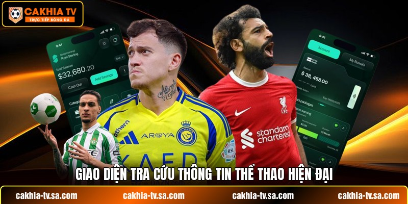 Giao diện tra cứu thông tin thể thao hiện đại